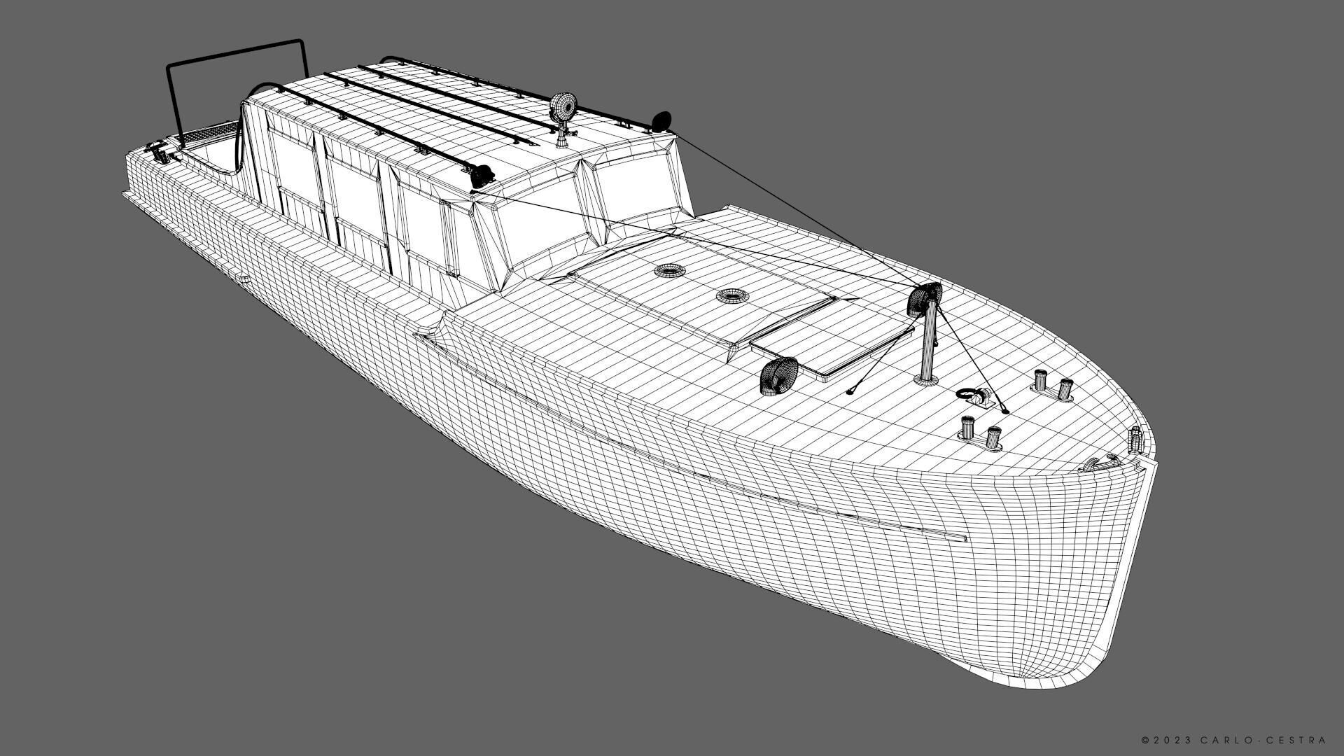 WW2 Italian 10m Motorboat Low-poly 3D model_32