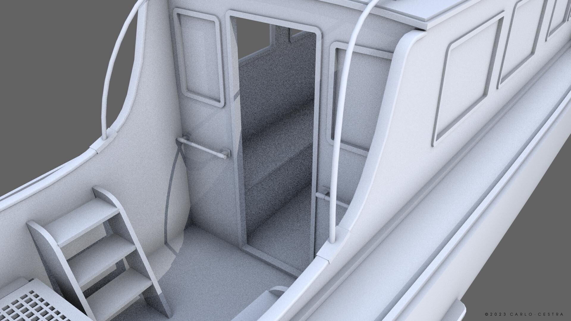 WW2 Italian 10m Motorboat Low-poly 3D model_23