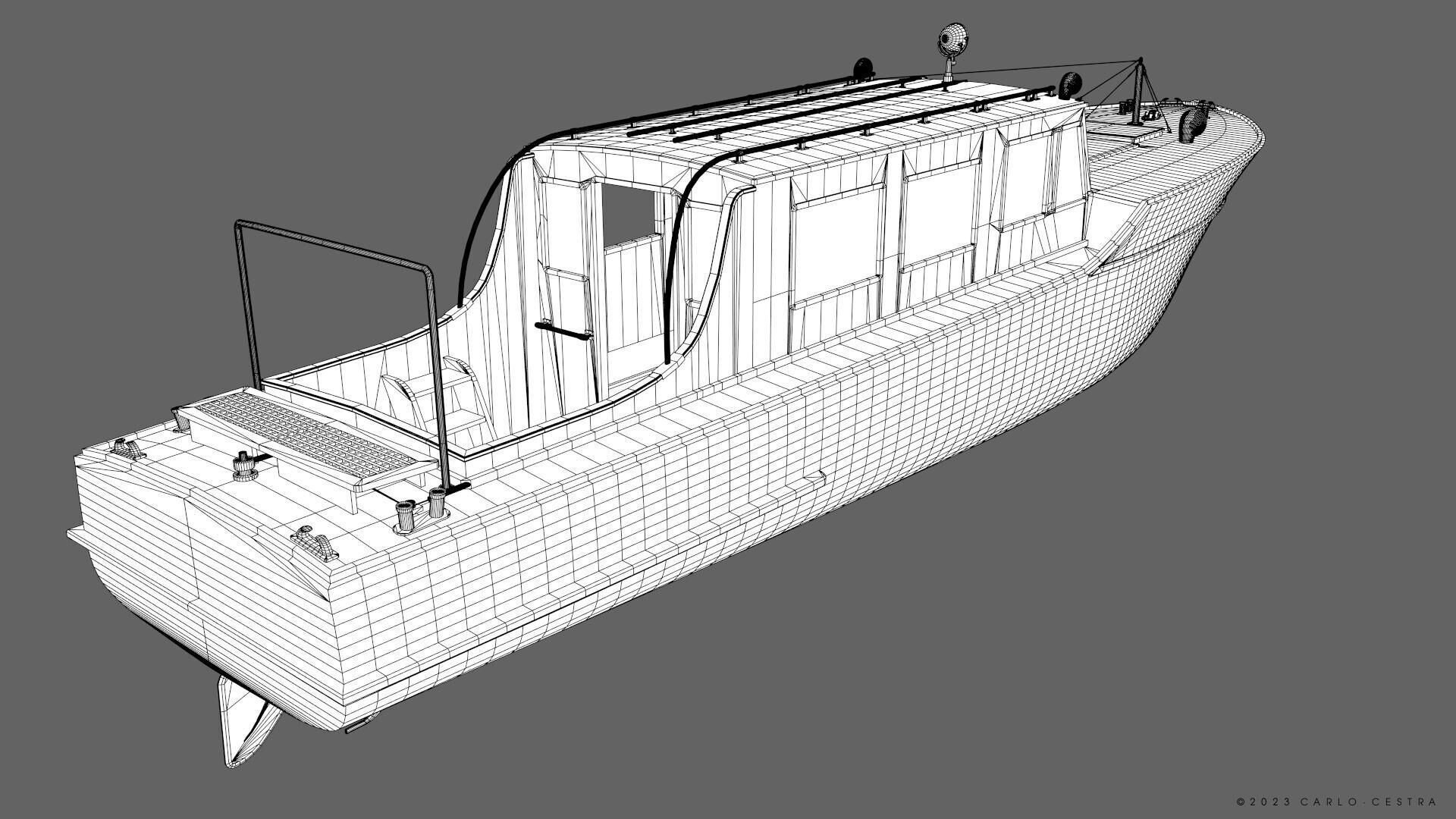WW2 Italian 10m Motorboat Low-poly 3D model_33