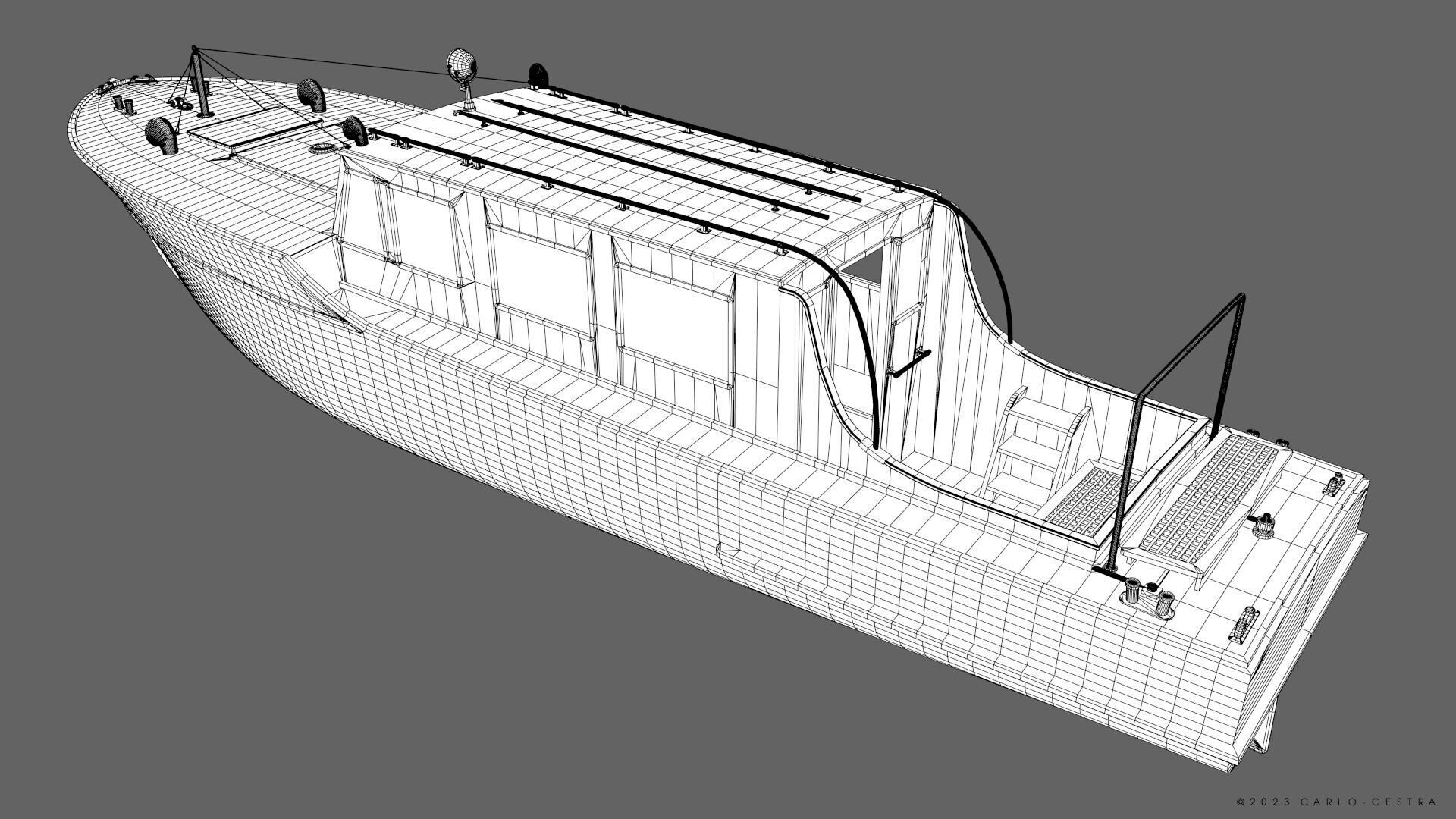 WW2 Italian 10m Motorboat Low-poly 3D model_34