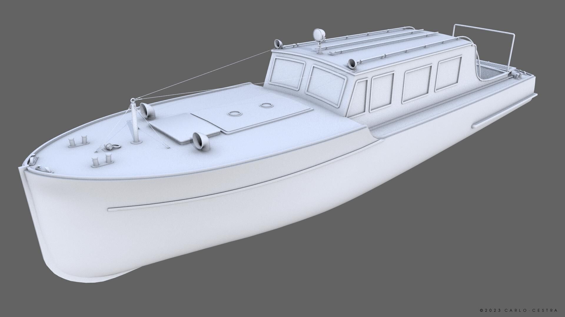 WW2 Italian 10m Motorboat Low-poly 3D model_19