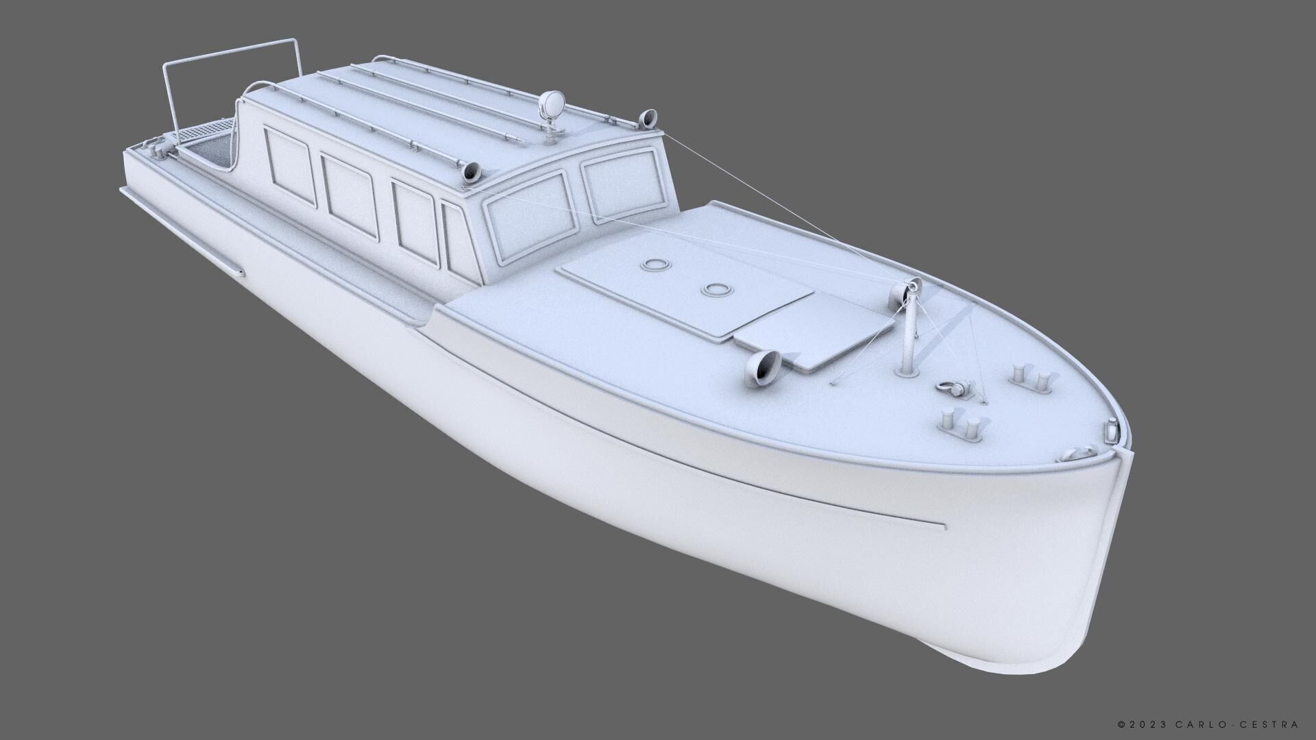 WW2 Italian 10m Motorboat Low-poly 3D model_16