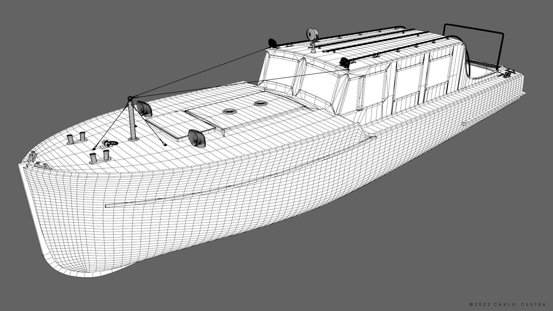 WW2 Italian 10m Motorboat Low-poly 3D model_35