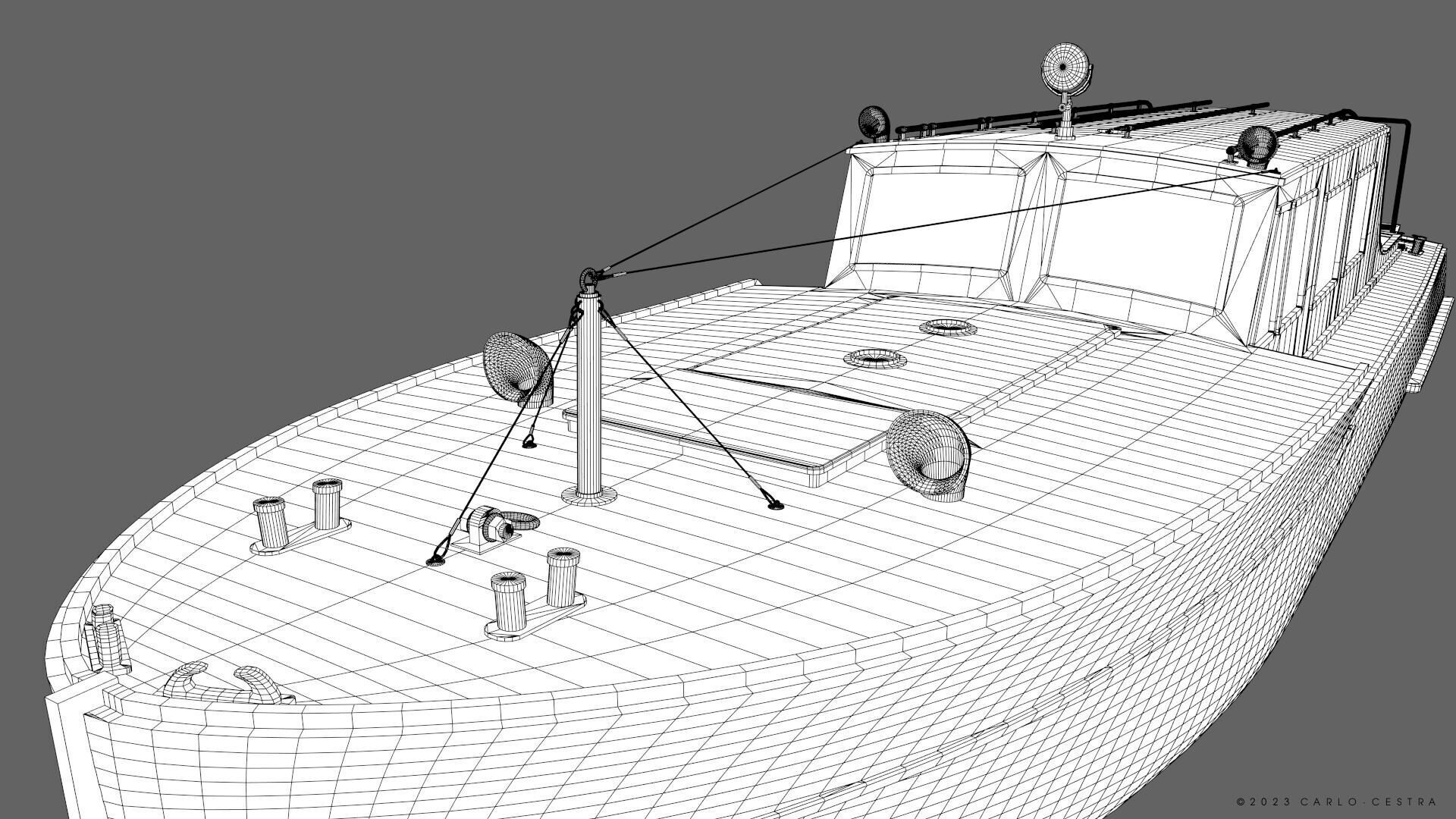 WW2 Italian 10m Motorboat Low-poly 3D model_36