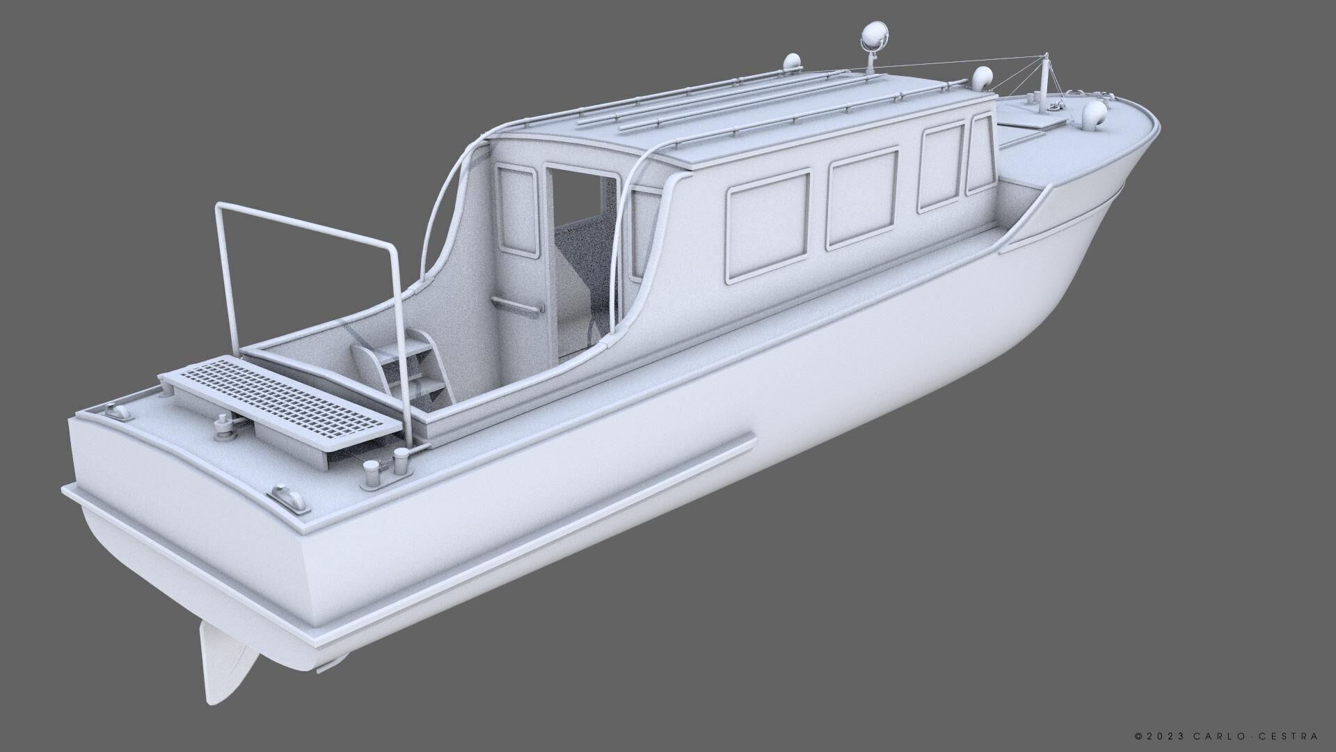 WW2 Italian 10m Motorboat Low-poly 3D model_17