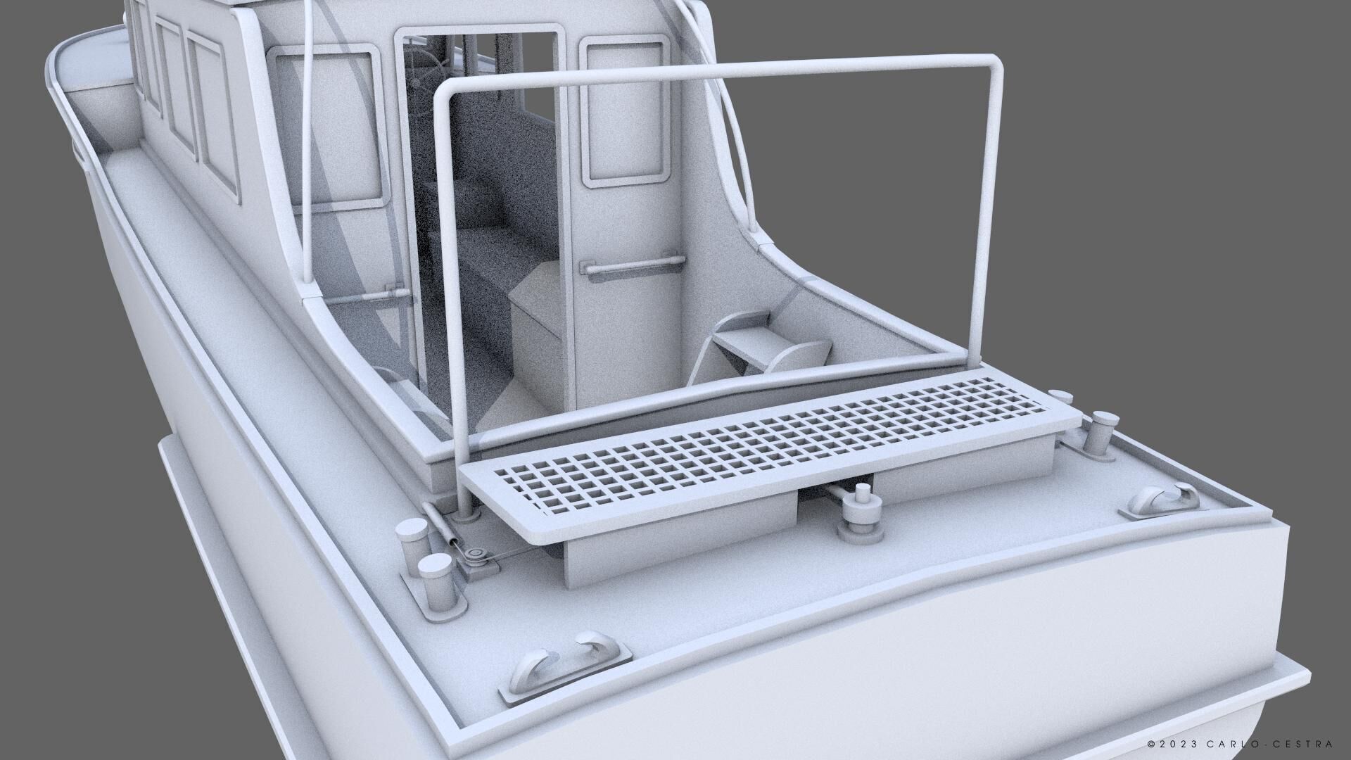 WW2 Italian 10m Motorboat Low-poly 3D model_24