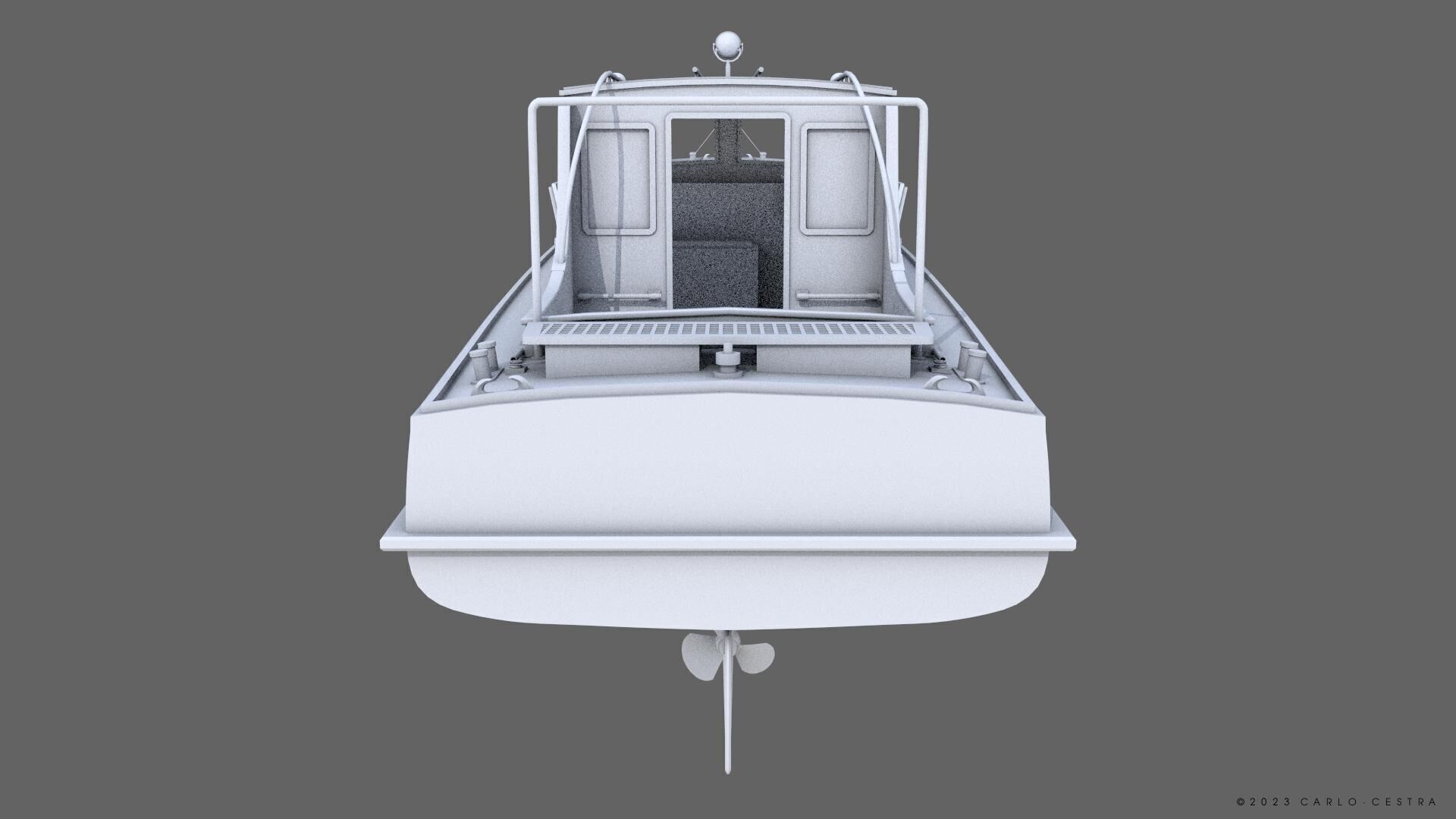 WW2 Italian 10m Motorboat Low-poly 3D model_29