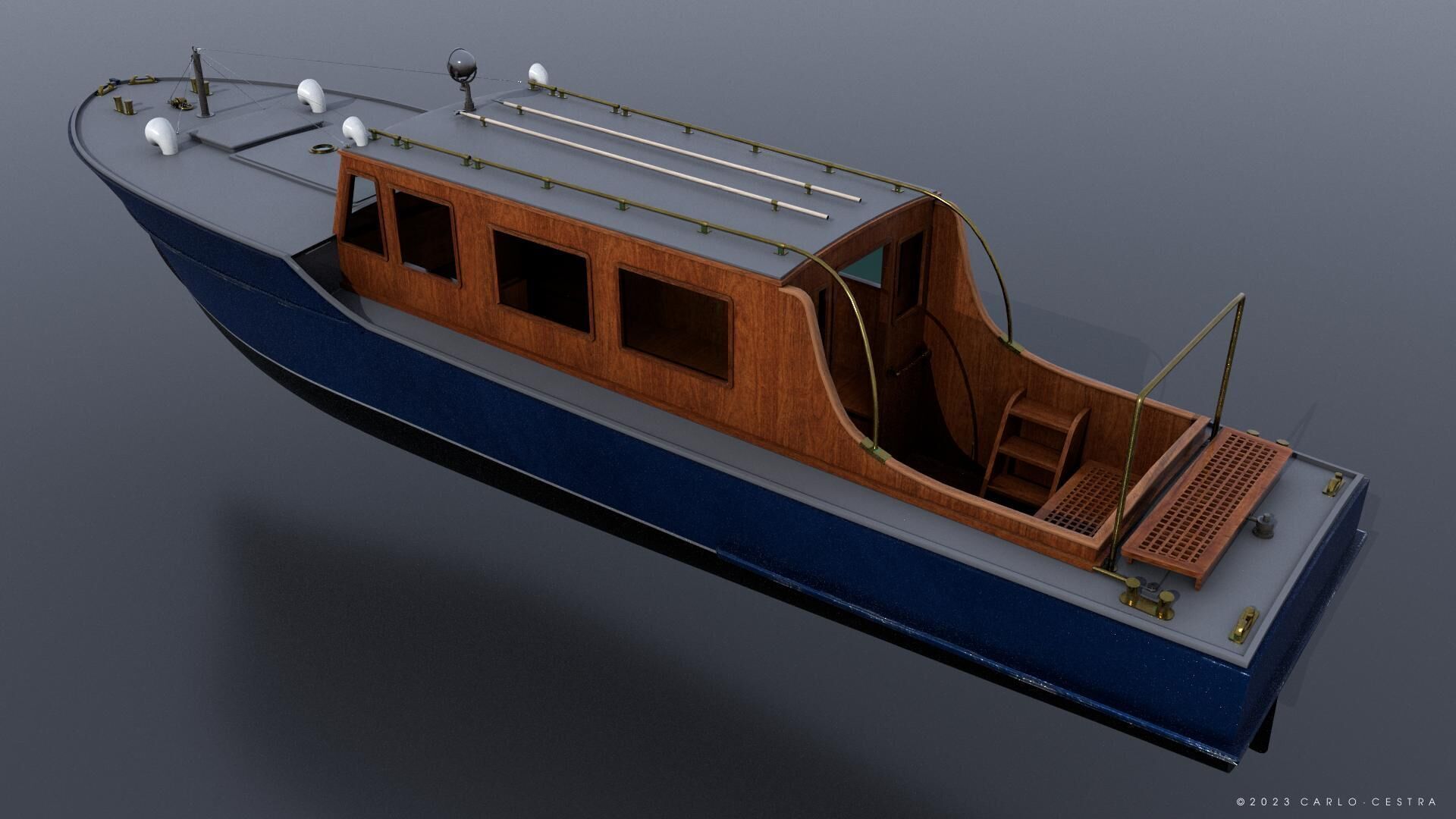 WW2 Italian 10m Motorboat Low-poly 3D model_2