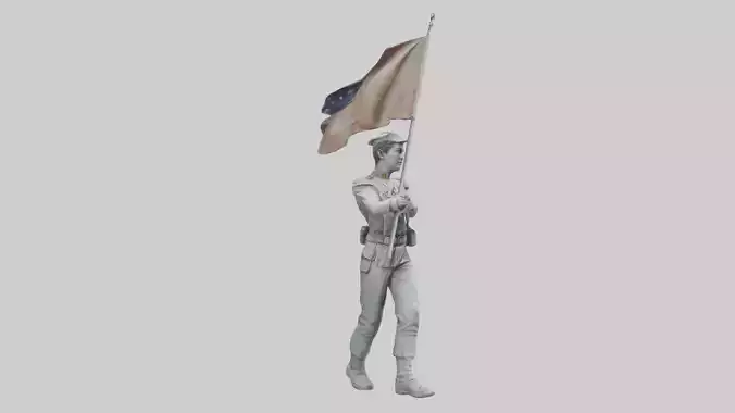 Flagbearer in March statue model Low-poly 3D model