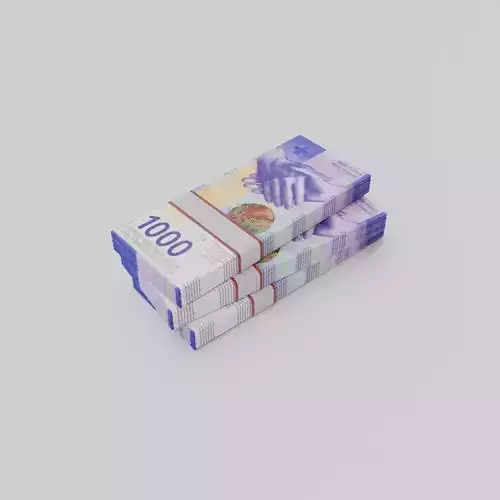 1000 Swiss franc CHF currency Low-poly 3D model