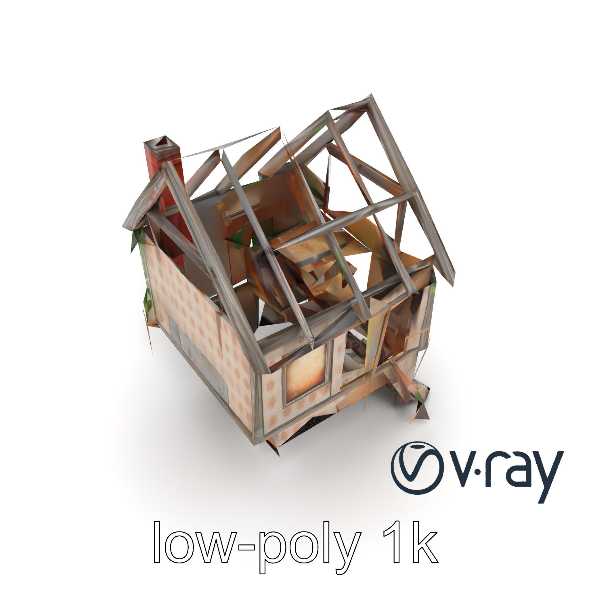 Abandoned Homestead Ruins Architectural model pack Low-poly 3D model_23
