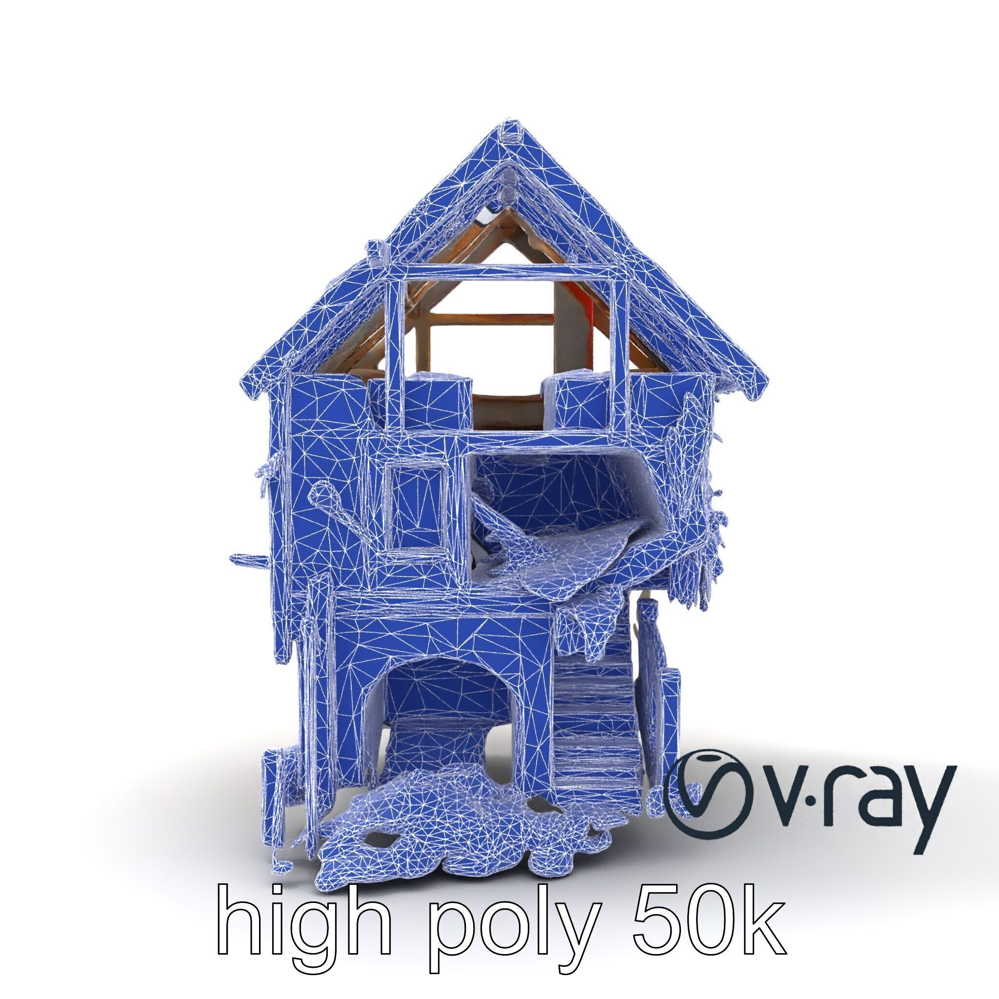 Abandoned Homestead Ruins Architectural model pack Low-poly 3D model_32