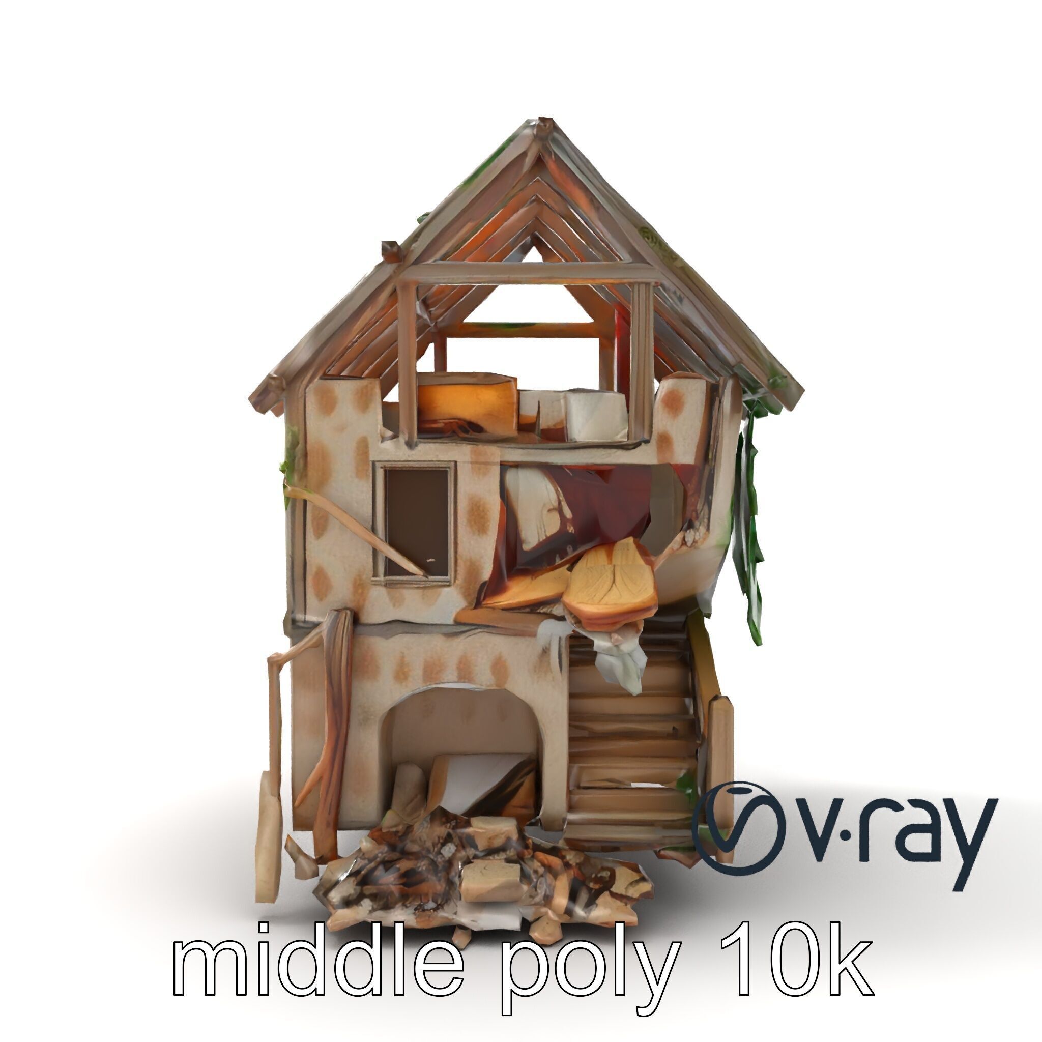 Abandoned Homestead Ruins Architectural model pack Low-poly 3D model_24