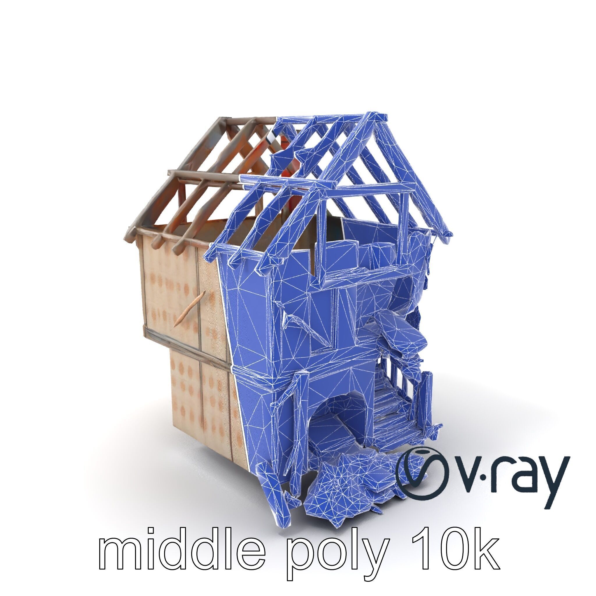 Abandoned Homestead Ruins Architectural model pack Low-poly 3D model_6