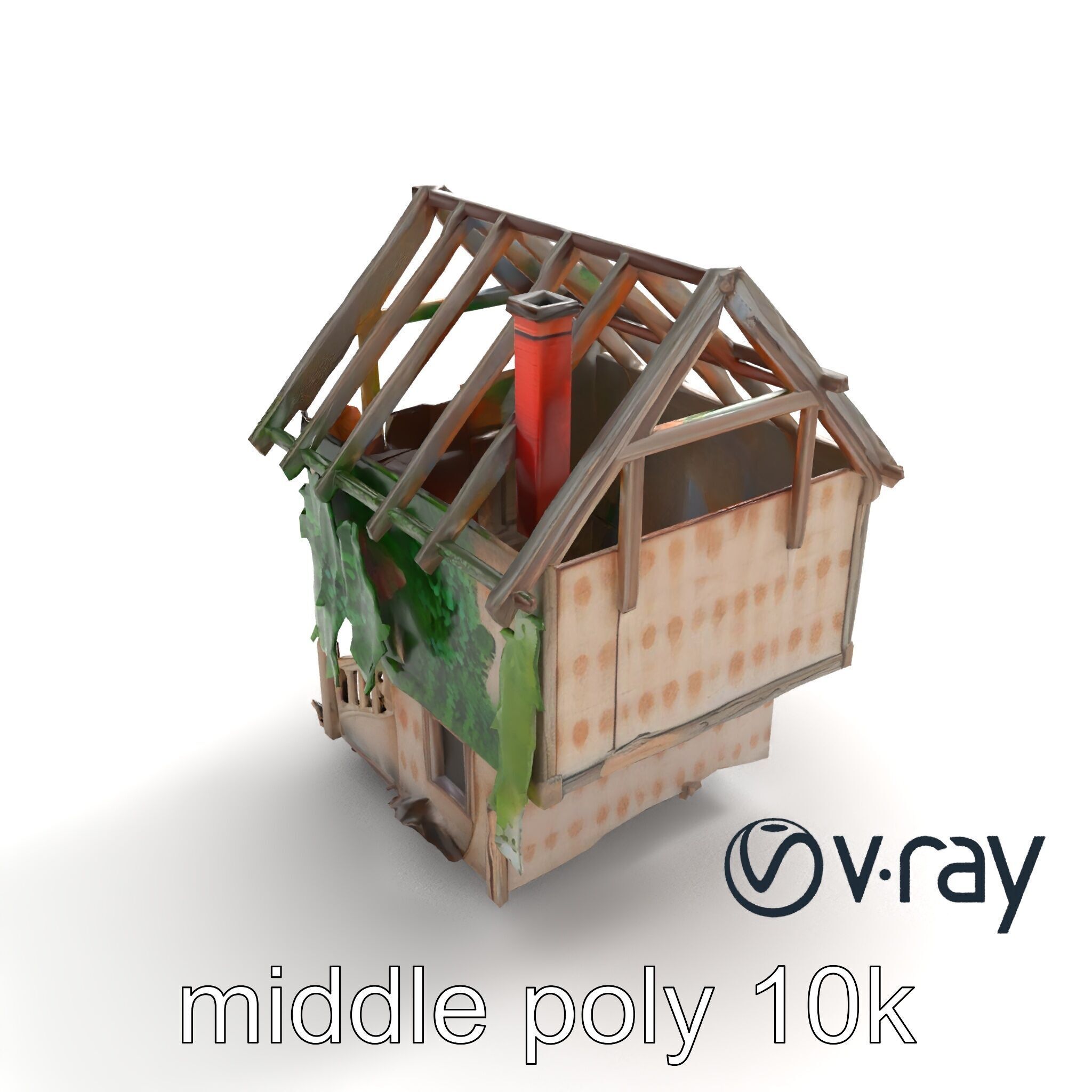 Abandoned Homestead Ruins Architectural model pack Low-poly 3D model_8