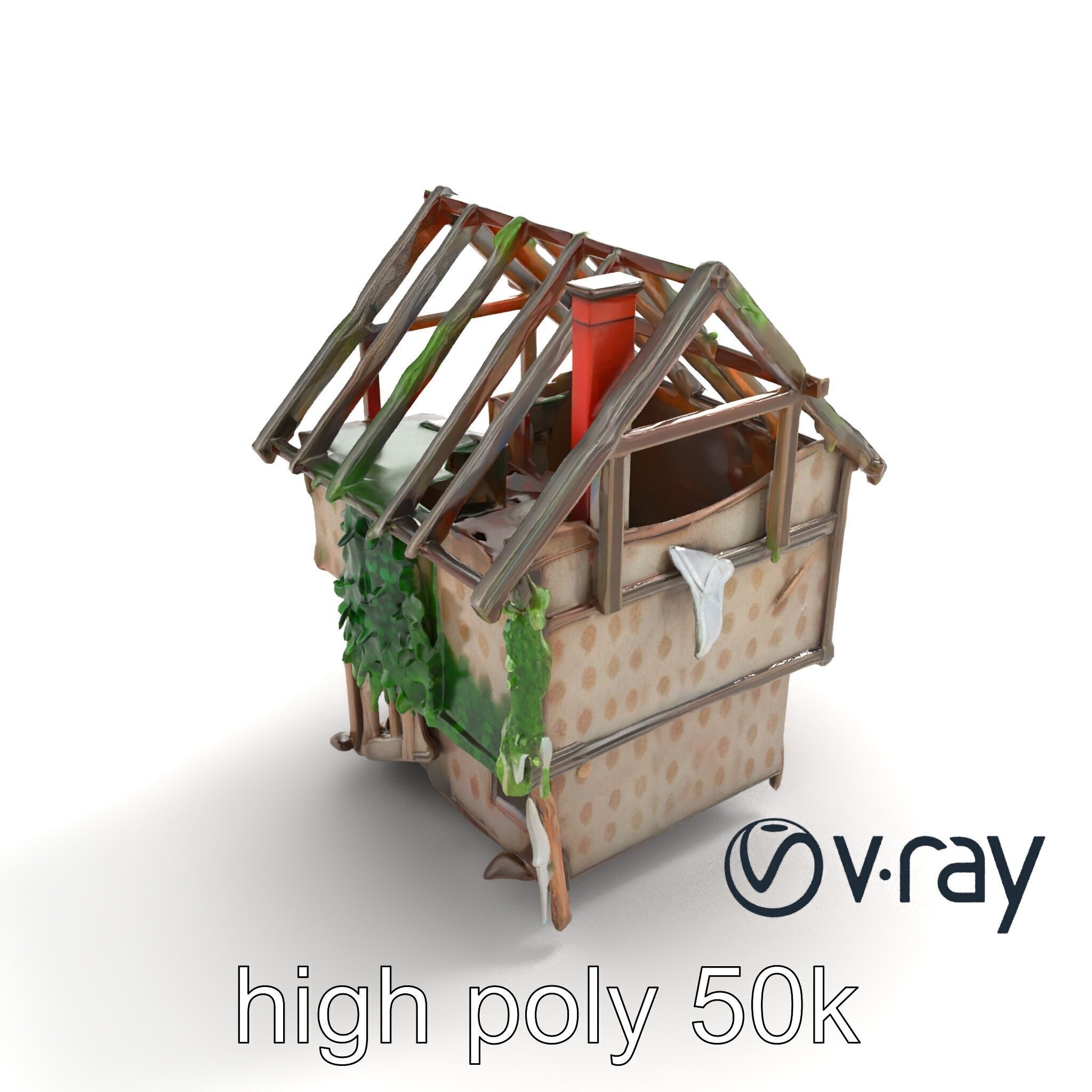 Abandoned Homestead Ruins Architectural model pack Low-poly 3D model_17