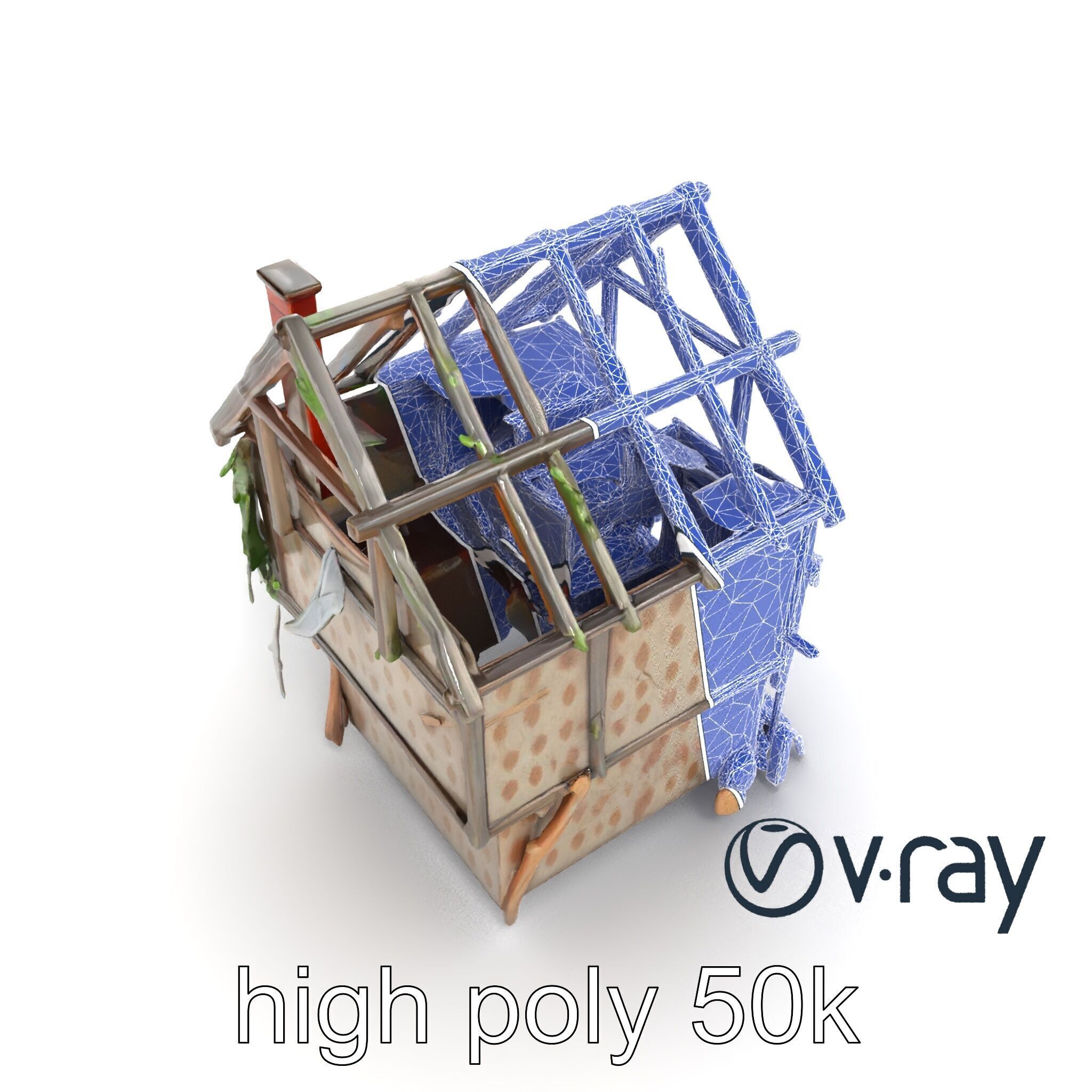 Abandoned Homestead Ruins Architectural model pack Low-poly 3D model_18