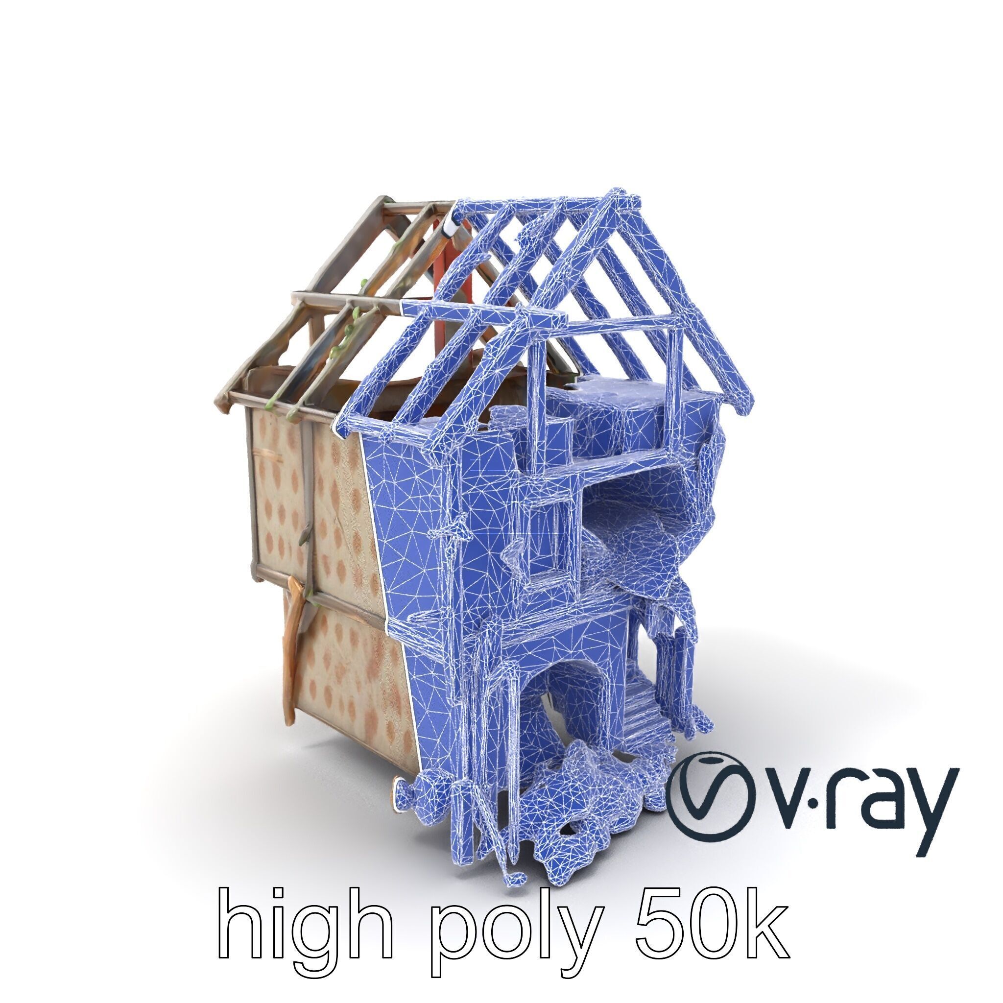 Abandoned Homestead Ruins Architectural model pack Low-poly 3D model_10