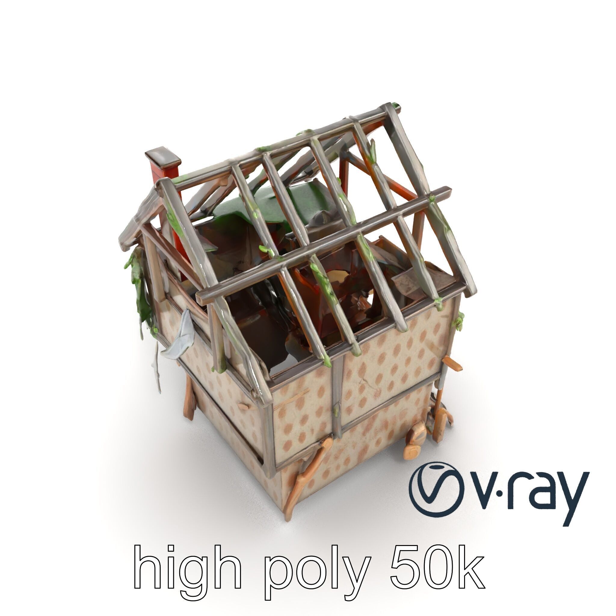 Abandoned Homestead Ruins Architectural model pack Low-poly 3D model_30