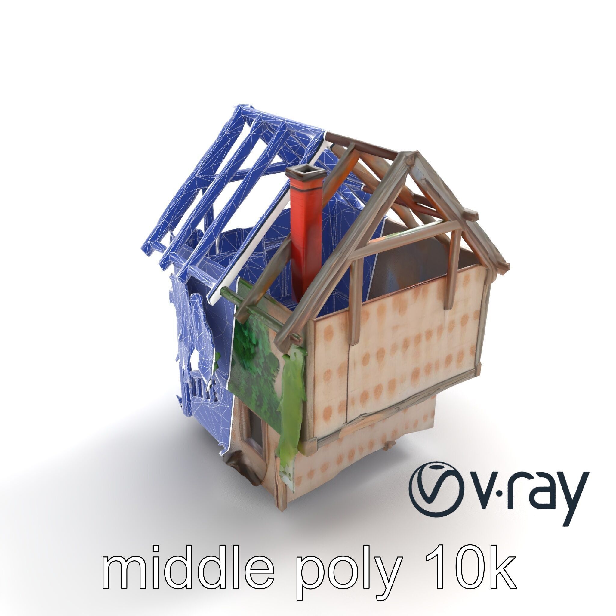 Abandoned Homestead Ruins Architectural model pack Low-poly 3D model_15