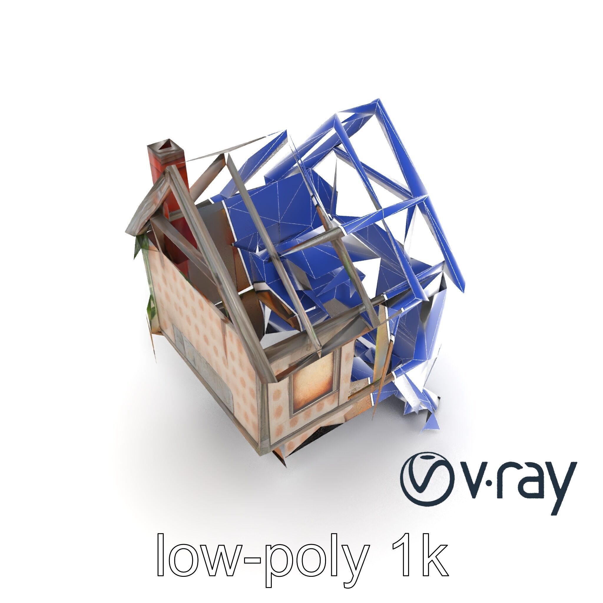 Abandoned Homestead Ruins Architectural model pack Low-poly 3D model_12