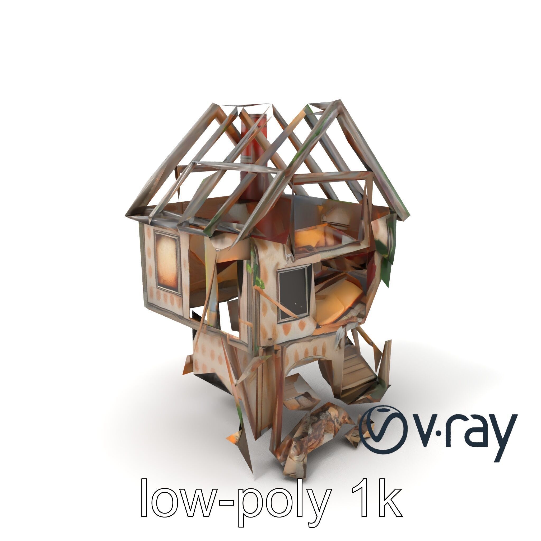 Abandoned Homestead Ruins Architectural model pack Low-poly 3D model_5
