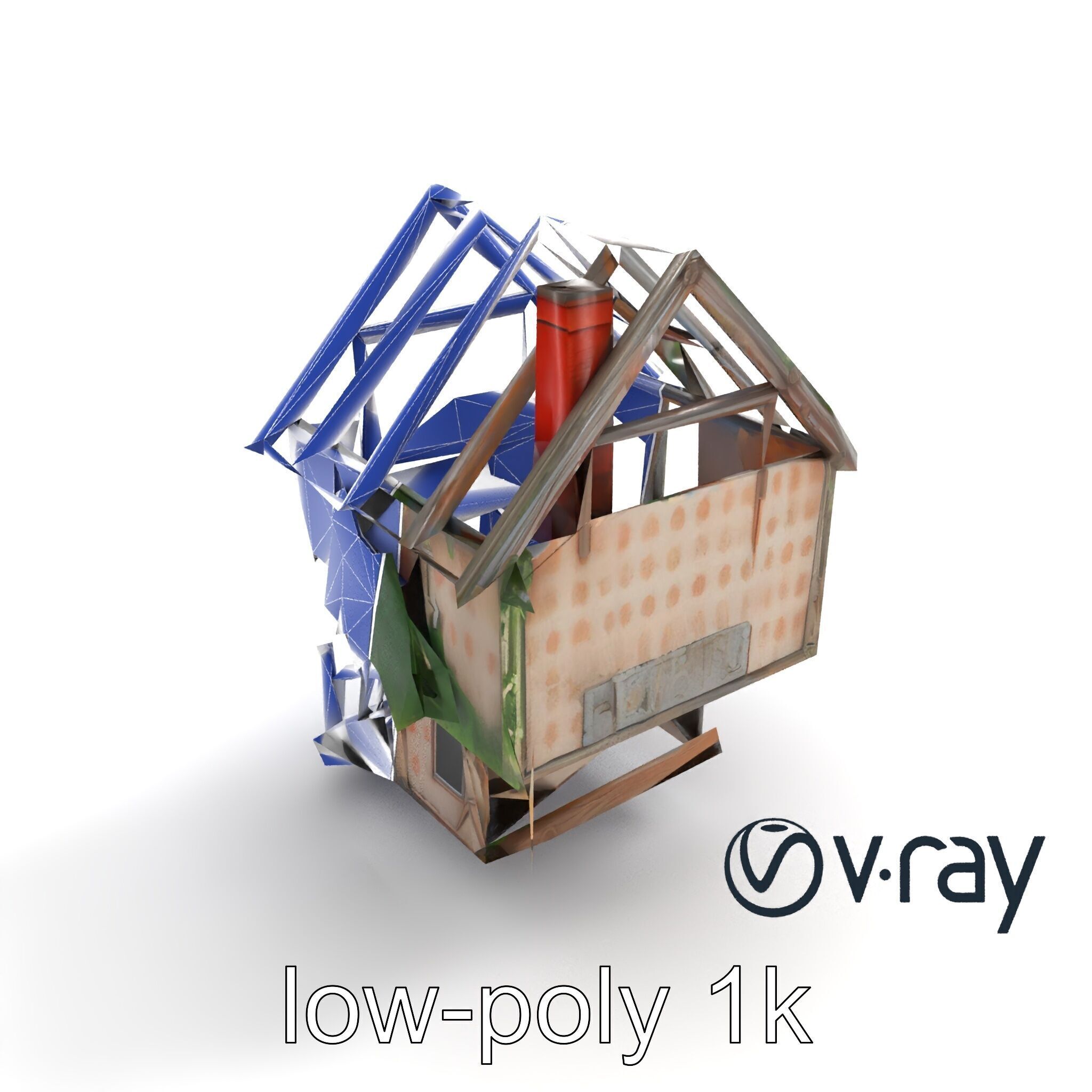 Abandoned Homestead Ruins Architectural model pack Low-poly 3D model_11