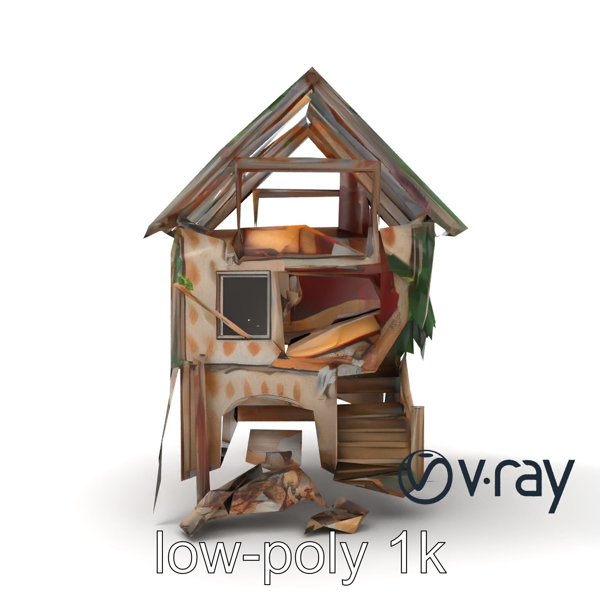 Abandoned Homestead Ruins Architectural model pack Low-poly 3D model_22