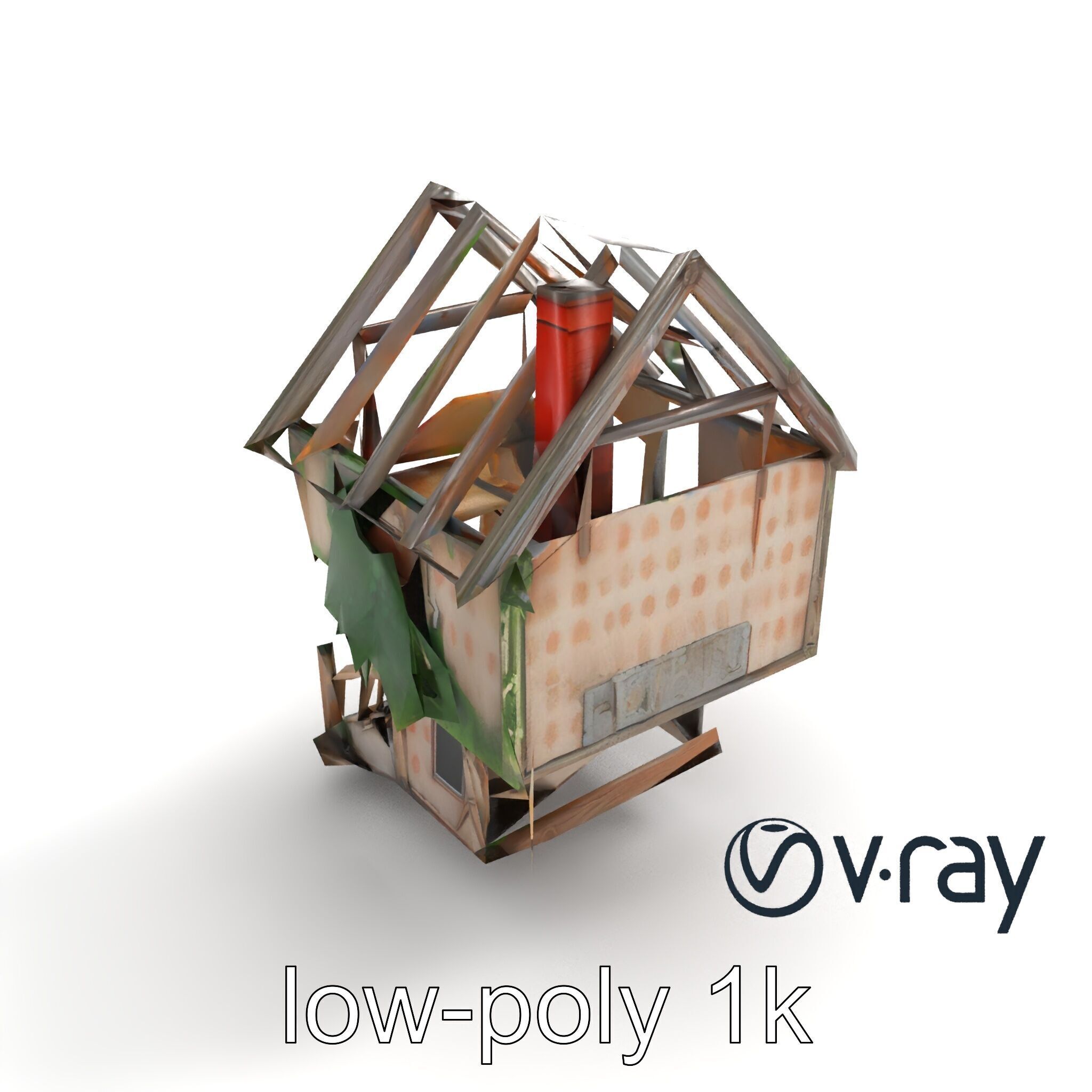 Abandoned Homestead Ruins Architectural model pack Low-poly 3D model_9