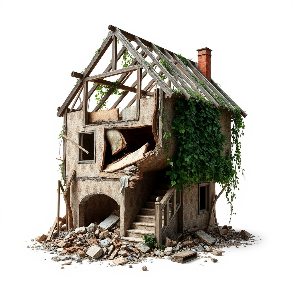 Abandoned Homestead Ruins Architectural model pack Low-poly 3D model_4