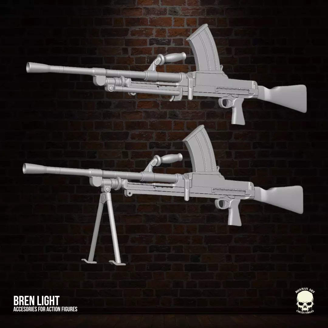 Bren Light Machine Gun 3D printables for action figures 3D print model_0