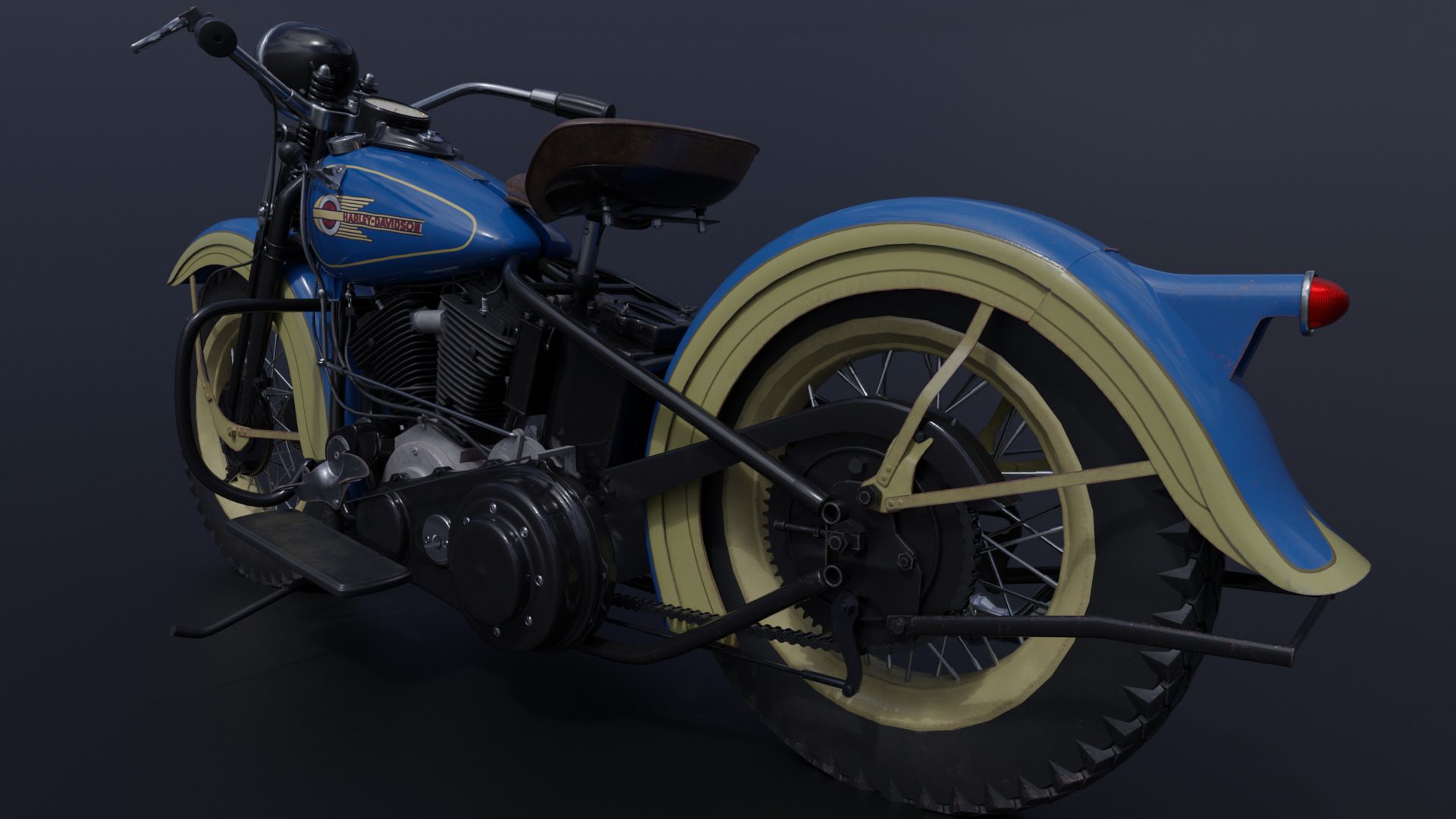 Harley Davidson Motorcycle Low-poly 3D model Low-poly 3D model_3