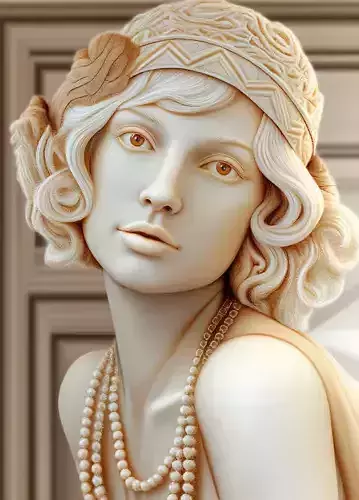 Bas-relief plaque of a beautiful girl