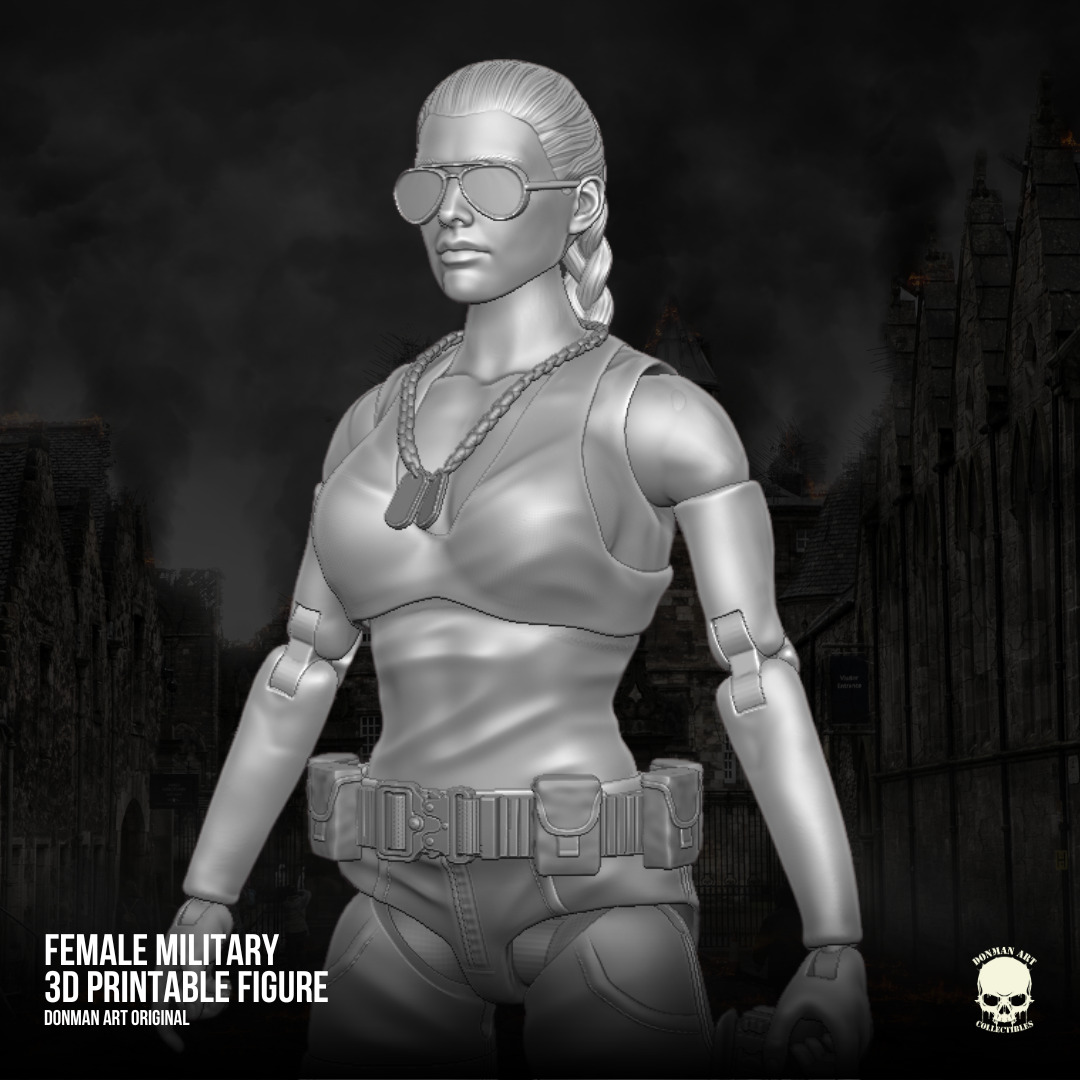 Female Military full Action figure 3D printable Files 3D print model_3