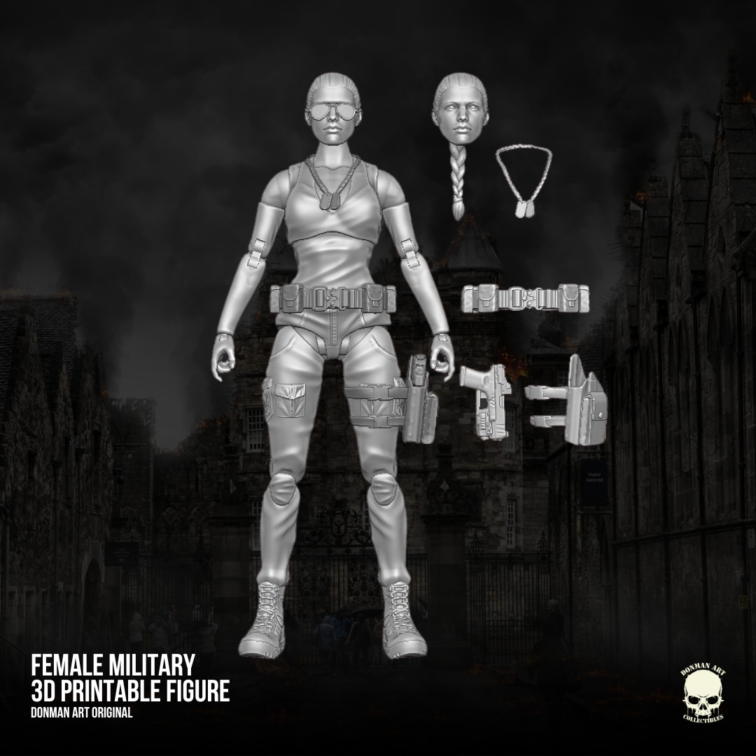 Female Military full Action figure 3D printable Files 3D print model_11