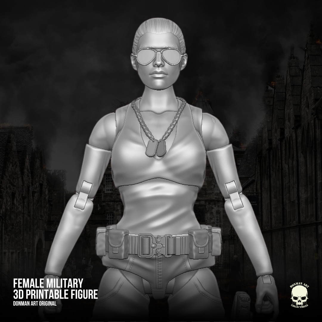 Female Military full Action figure 3D printable Files 3D print model_17