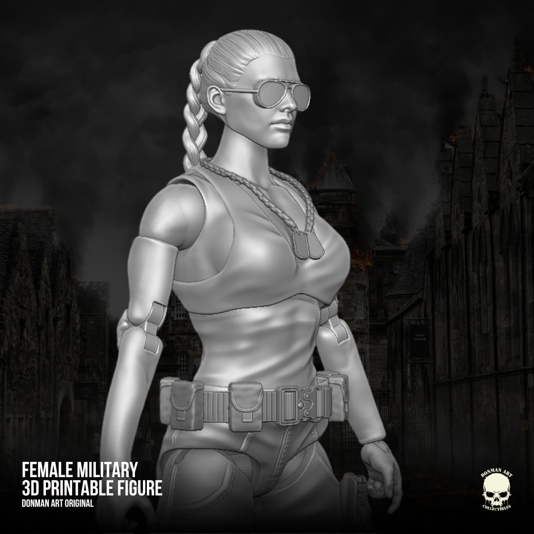 Female Military full Action figure 3D printable Files 3D print model_20