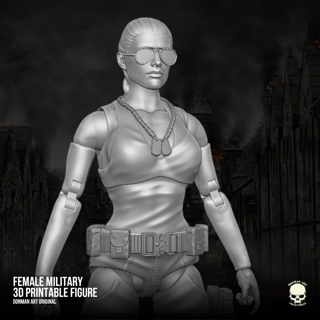 Female Military full Action figure 3D printable Files 3D print model_18
