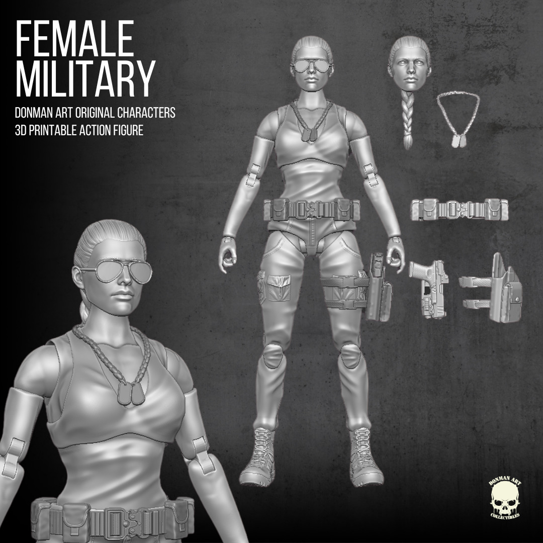 Female Military full Action figure 3D printable Files 3D print model_6
