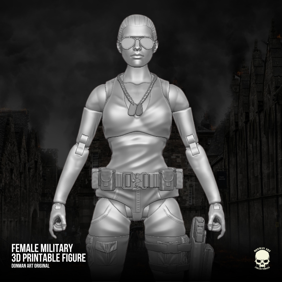 Female Military full Action figure 3D printable Files 3D print model_15