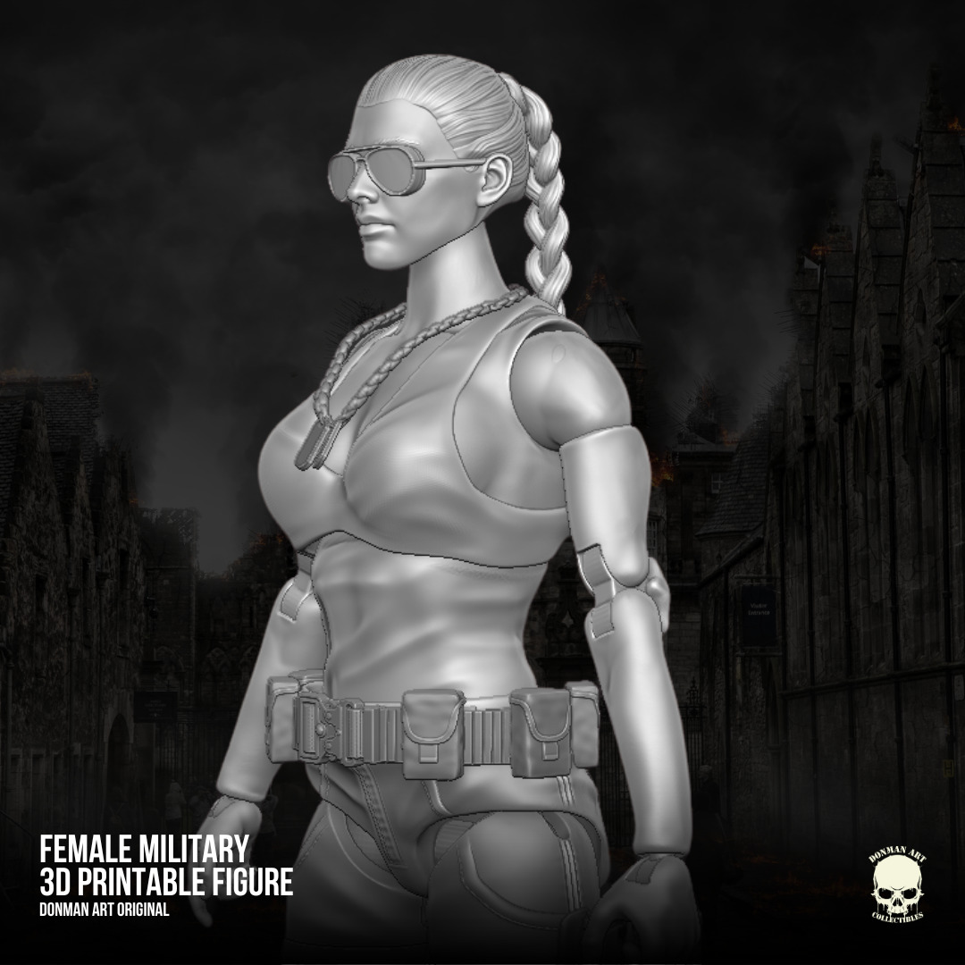 Female Military full Action figure 3D printable Files 3D print model_4