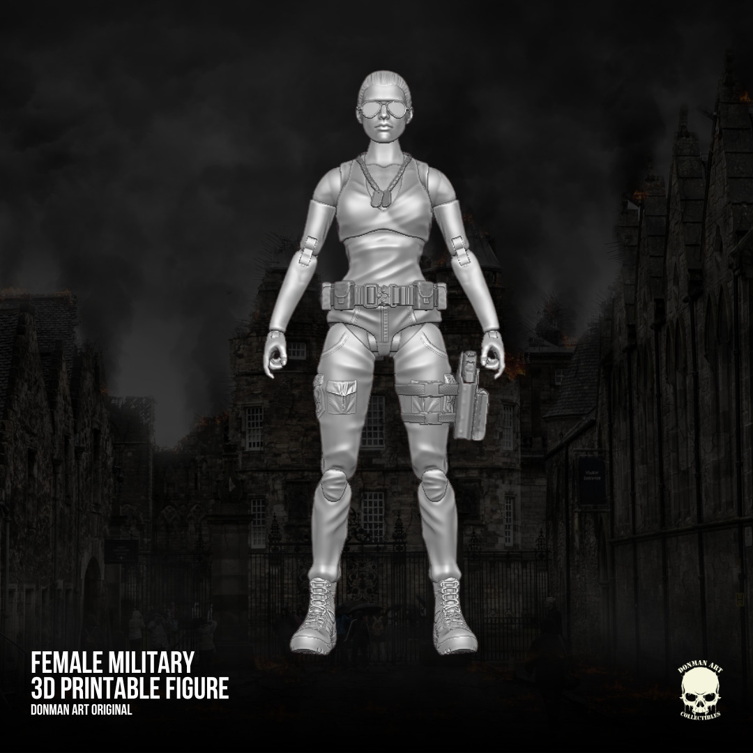 Female Military full Action figure 3D printable Files 3D print model_8