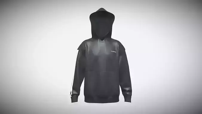 Mens Black Hoodie In Low Poly