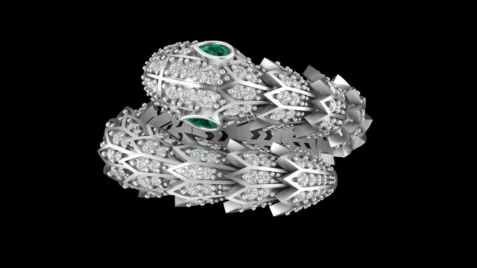 SNAKE RING WITH DIAMOND AND EMERALD 3D print model_15