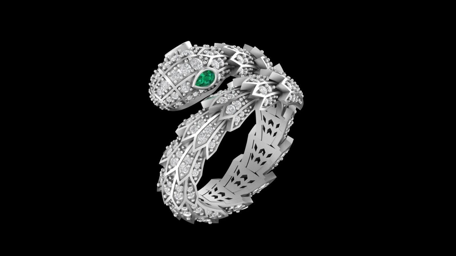 SNAKE RING WITH DIAMOND AND EMERALD 3D print model_17