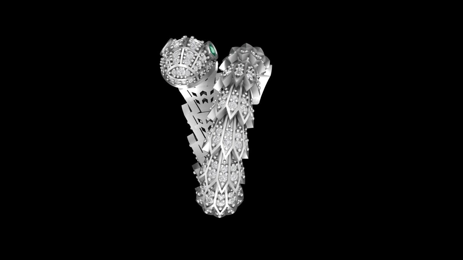 SNAKE RING WITH DIAMOND AND EMERALD 3D print model_13