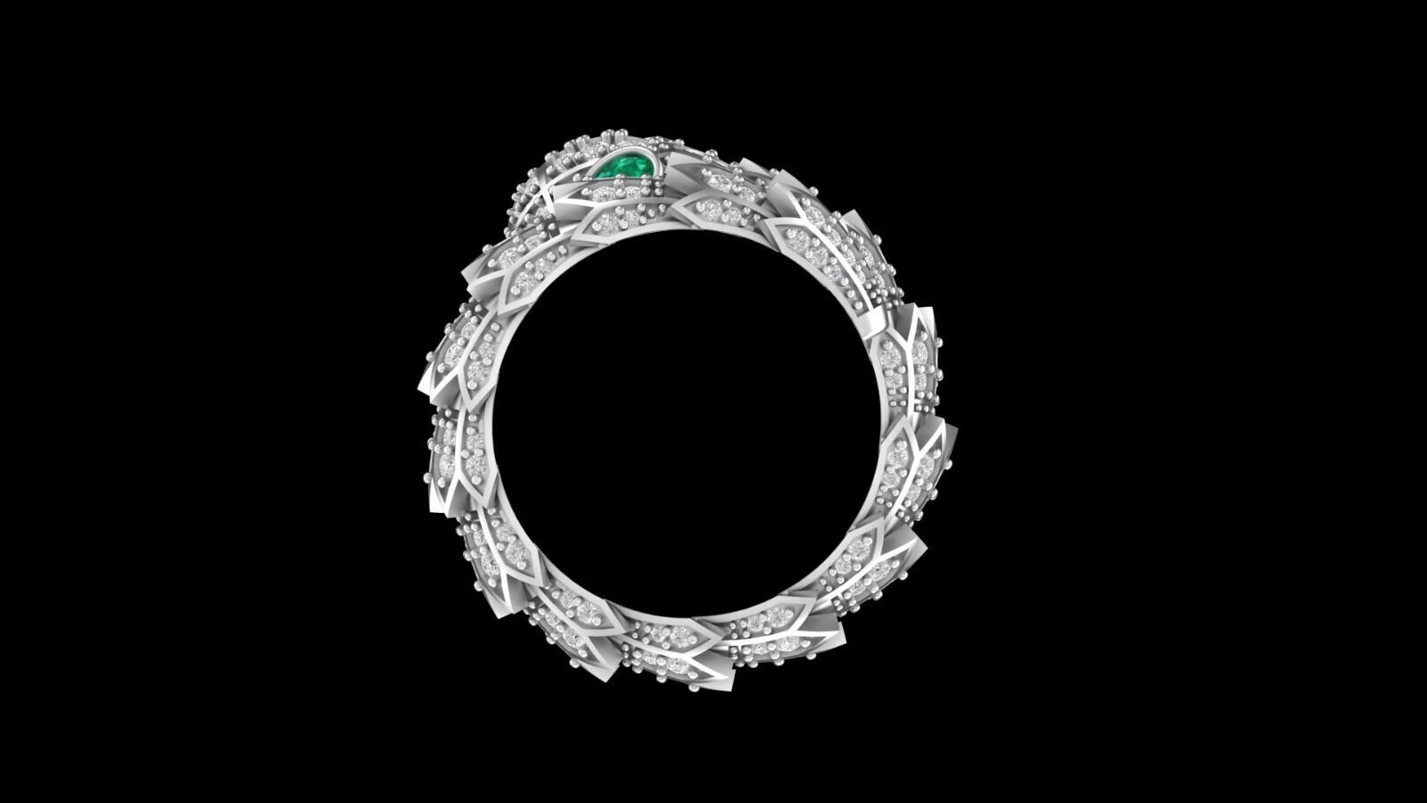 SNAKE RING WITH DIAMOND AND EMERALD 3D print model_14