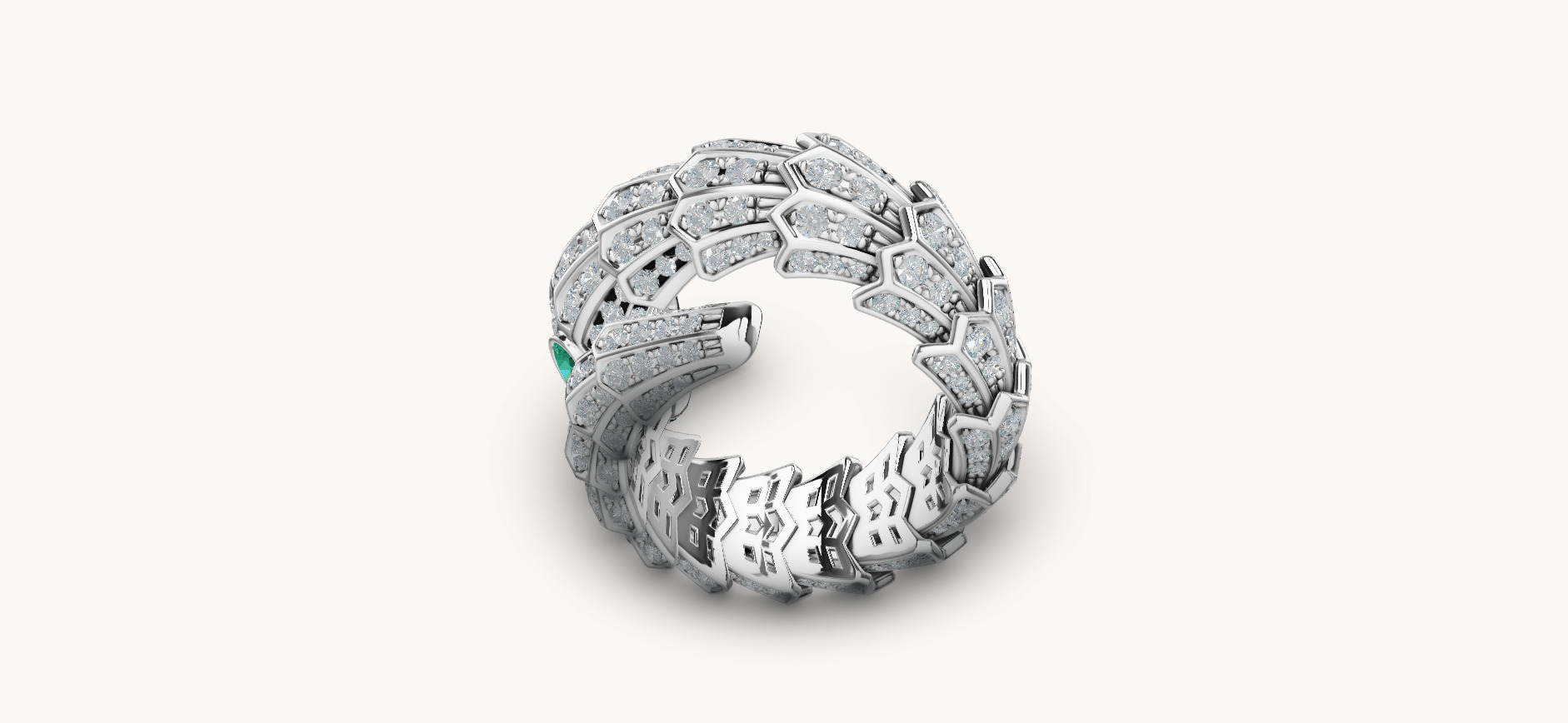 SNAKE RING WITH DIAMOND AND EMERALD 3D print model_10