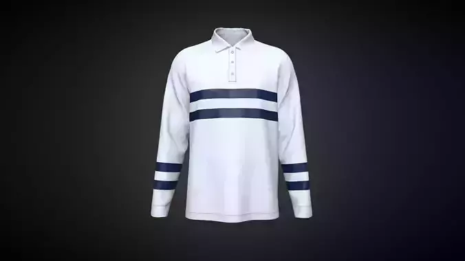 Mens Blue Stiped Polo In Low Poly