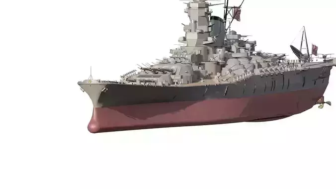Japanese WW2 battleship 3D model